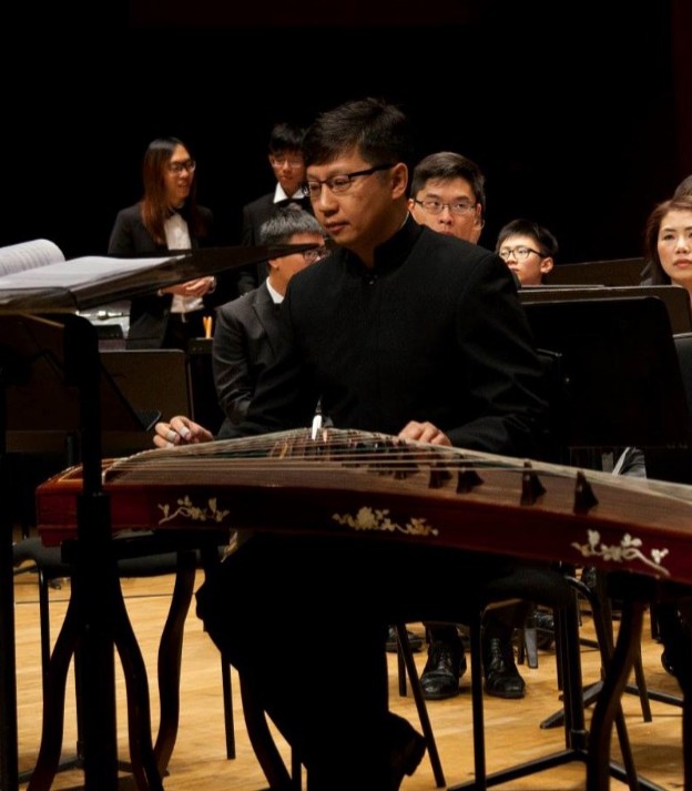 Playing the guzheng