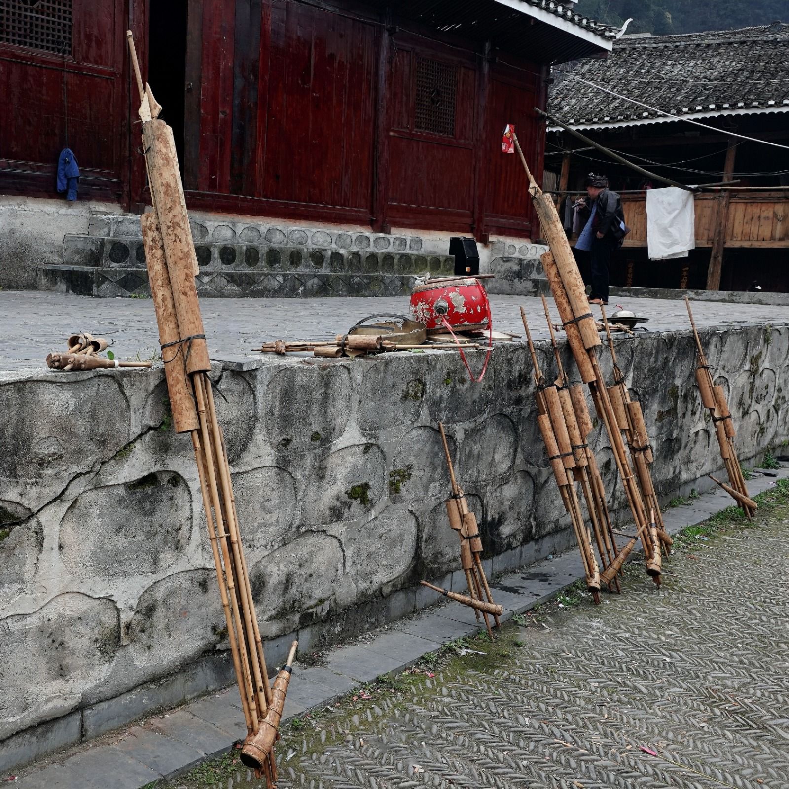 A close-up of Playing the Qin Under the Trees